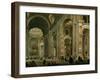 Interior of Basilica of St Peters, Rome-Giovanni Paolo Pannini-Framed Giclee Print