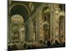 Interior of Basilica of St Peters, Rome-Giovanni Paolo Pannini-Mounted Giclee Print