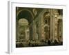 Interior of Basilica of St Peters, Rome-Giovanni Paolo Pannini-Framed Giclee Print