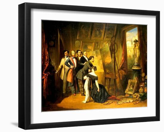 Interior of Bruyas's Study, 1848-Auguste Barthelemy Glaize-Framed Giclee Print