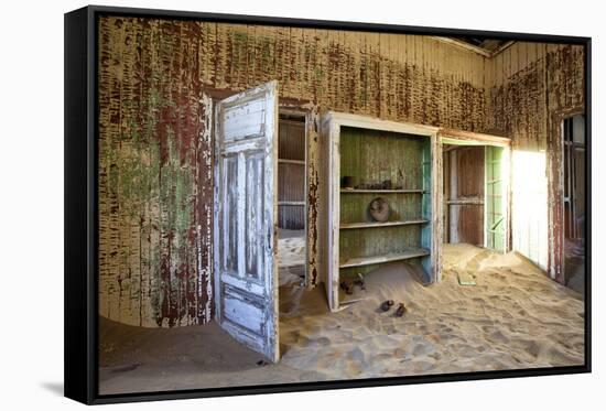 Interior of Building Slowly Being Consumed by the Sands of the Namib Desert-Lee Frost-Framed Stretched Canvas