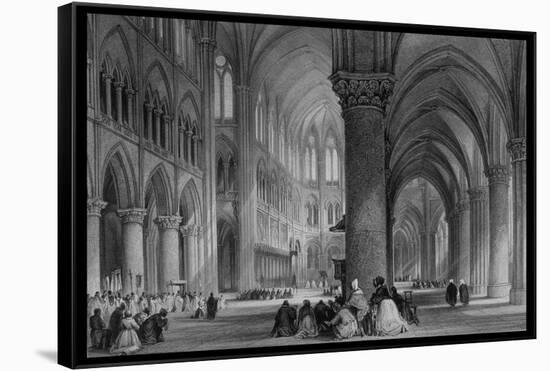 Interior of Cathedral of Notre Dame, from France Illustrated, with Drawings by Thomas Allom-null-Framed Stretched Canvas