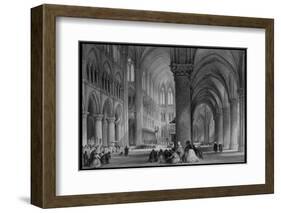 Interior of Cathedral of Notre Dame, from France Illustrated, with Drawings by Thomas Allom-null-Framed Photographic Print