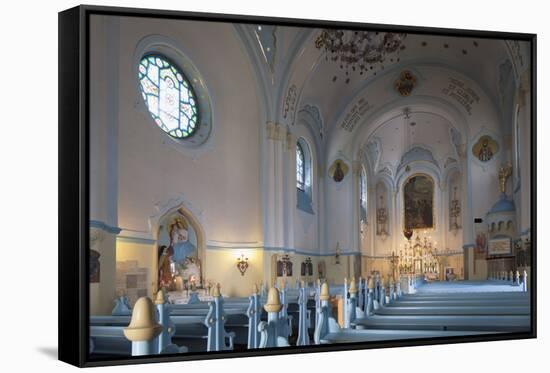 Interior of Church of St. Elizabeth (Blue Church), Bratislava, Slovakia, Europe-Ian Trower-Framed Stretched Canvas