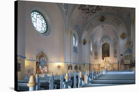 Interior of Church of St. Elizabeth (Blue Church), Bratislava, Slovakia, Europe-Ian Trower-Stretched Canvas