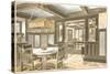 Interior of Craftsman House-null-Stretched Canvas