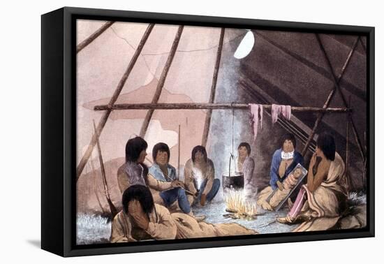 Interior of Cree Indian Tent, 1823-John Franklin-Framed Stretched Canvas