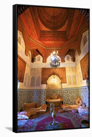 Interior of Dar Jamai Museum, Meknes, Morocco, North Africa-Neil Farrin-Framed Stretched Canvas