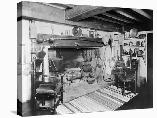 Interior of Early American Furnished Kitchen-null-Stretched Canvas