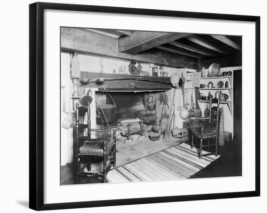 Interior of Early American Furnished Kitchen-null-Framed Photographic Print