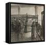 Interior of Early Bank with Customers-null-Framed Stretched Canvas