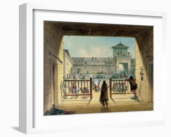 Interior of Fort Laramie, 1858-60-Alfred Jacob Miller-Framed Giclee Print