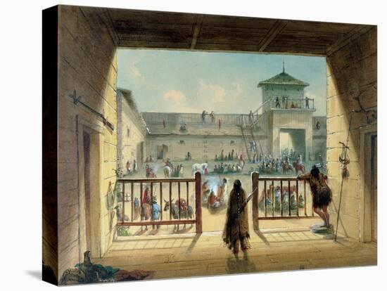 Interior of Fort Laramie, 1858-60-Alfred Jacob Miller-Stretched Canvas