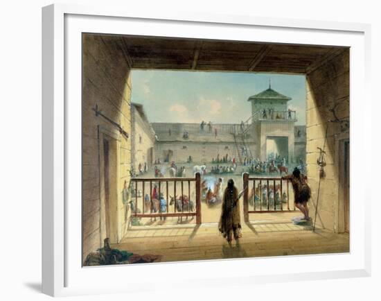 Interior of Fort Laramie, 1858-60-Alfred Jacob Miller-Framed Giclee Print