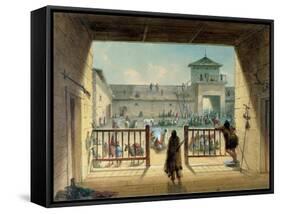 Interior of Fort Laramie, 1858-60-Alfred Jacob Miller-Framed Stretched Canvas