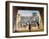 Interior of Fort Laramie with American Soldiers and Native Americans-Alfred Jacob Miller-Framed Giclee Print