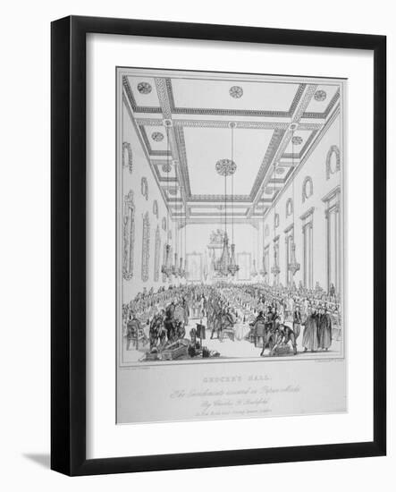 Interior of Grocers' Hall During a Banquet, City of London, 1830-T Kearnan-Framed Giclee Print