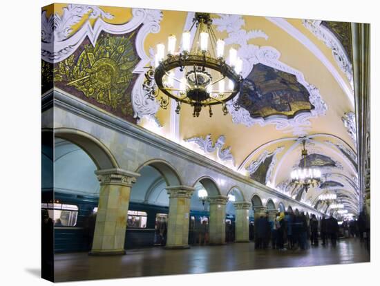Interior of Komsomolskaya Metro Station, Moscow, Russia, Europe-Lawrence Graham-Stretched Canvas