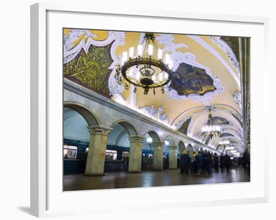 Interior of Komsomolskaya Metro Station, Moscow, Russia, Europe-Lawrence Graham-Framed Photographic Print