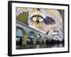 Interior of Komsomolskaya Metro Station, Moscow, Russia, Europe-Lawrence Graham-Framed Photographic Print