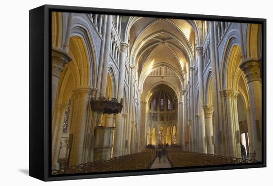 Interior of Lausanne Cathedral, Lausanne, Vaud, Switzerland, Europe-Ian Trower-Framed Stretched Canvas