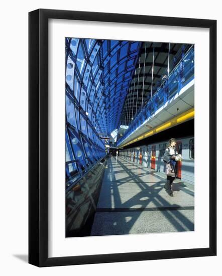 Interior of Modern Cermy Most Metro Station, Prague, Czech Republic-Richard Nebesky-Framed Photographic Print