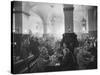 Interior of Munich Beer Hall, People Sitting at Long Tables, Toasting-Ralph Crane-Stretched Canvas