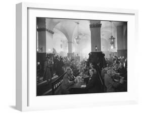 Interior of Munich Beer Hall, People Sitting at Long Tables, Toasting-Ralph Crane-Framed Photographic Print