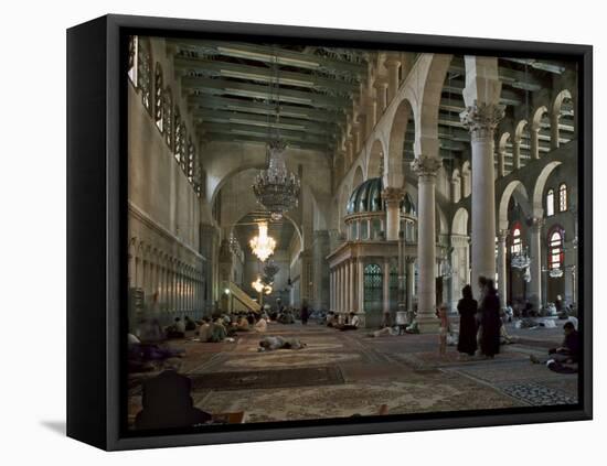 Interior of Omayad Mosque in the Old City, Damascus, Syria, Middle East-Nigel Blythe-Framed Stretched Canvas