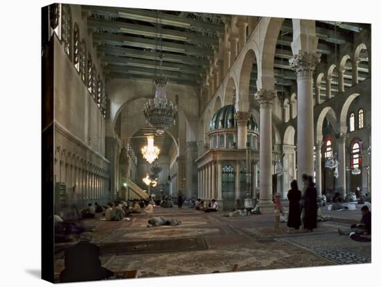 Interior of Omayad Mosque in the Old City, Damascus, Syria, Middle East-Nigel Blythe-Stretched Canvas