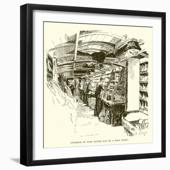 Interior of Post Office Van on a Mail Train-J. R. Sinclair-Framed Giclee Print