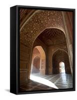 Interior of Red Sandstone Mosque at the Taj Mahal, Agra, Uttar Pradesh-Annie Owen-Framed Stretched Canvas