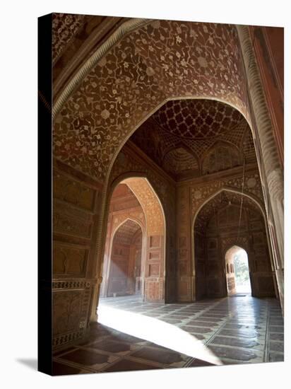 Interior of Red Sandstone Mosque at the Taj Mahal, Agra, Uttar Pradesh-Annie Owen-Stretched Canvas