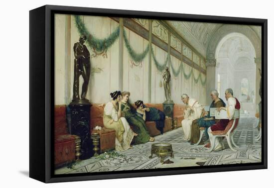 Interior of Roman Building with Figures, c.1880-Ettore Forti-Framed Stretched Canvas