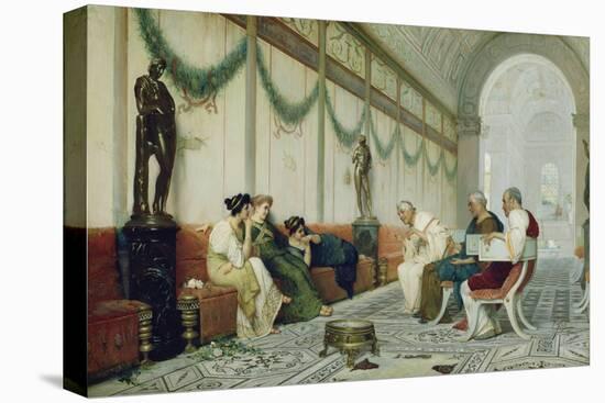 Interior of Roman Building with Figures, c.1880-Ettore Forti-Stretched Canvas