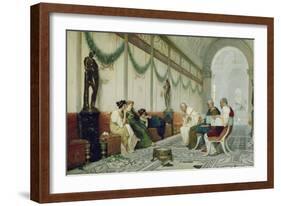 Interior of Roman Building with Figures, c.1880-Ettore Forti-Framed Giclee Print