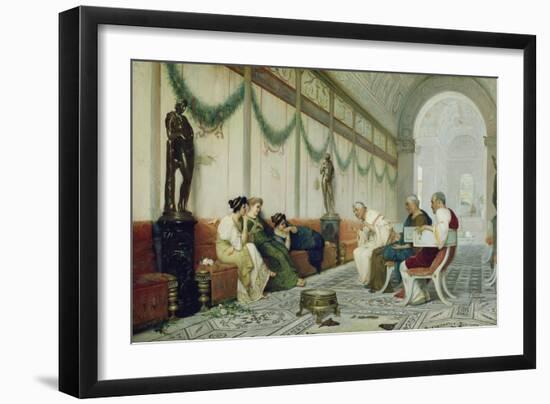 Interior of Roman Building with Figures, c.1880-Ettore Forti-Framed Giclee Print