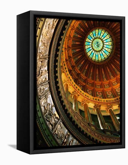 Interior of Rotunda of State Capitol Building, Springfield, United States of America-Richard Cummins-Framed Stretched Canvas