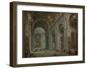 Interior of Saint Peter's, Rome after 1754-Giovanni Paolo Pannini or Panini-Framed Giclee Print