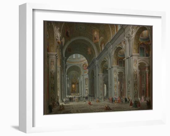 Interior of Saint Peter's, Rome after 1754-Giovanni Paolo Pannini or Panini-Framed Giclee Print