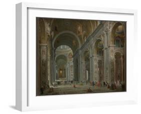 Interior of Saint Peter's, Rome after 1754-Giovanni Paolo Pannini or Panini-Framed Giclee Print