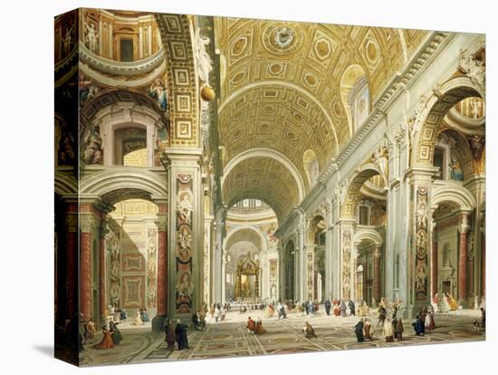 Interior of Saint Peter's Rome, Looking West Towards the Tomb of St. Peter-Giovanni Paolo Panini-Stretched Canvas