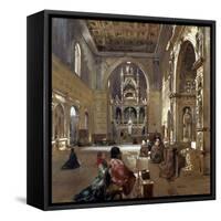 Interior of San Giovanni a Carbonara Church, 1867-Giacinto Gigante-Framed Stretched Canvas