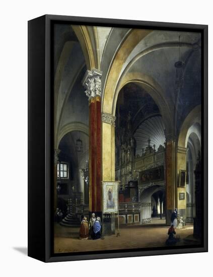 Interior of Sant'Eustorgio before Restoration in 1841-Federico Moja-Framed Stretched Canvas