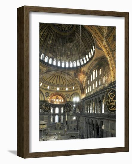 Interior of Santa Sofia (Hagia Sophia) (Aya Sofya), Unesco World Heritage Site, Istanbul, Turkey-Adam Woolfitt-Framed Photographic Print