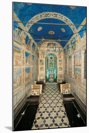 Interior of Scrovegni Chapel with Fresco cycle by Giotto, c. 1304-1306. Padua, Italy-Giotto di Bondone-Mounted Art Print