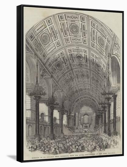 Interior of St George's Hall, Liverpool, from the South, Performance of the First Oratorio-null-Framed Stretched Canvas