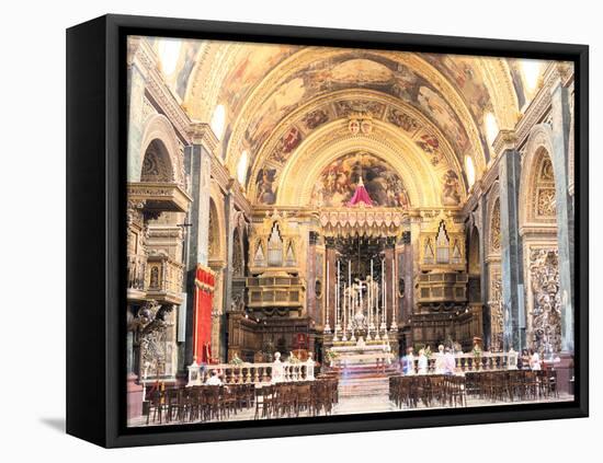 Interior of St Johns Co-Cathedral, Valletta, Malta-Peter Thompson-Framed Stretched Canvas