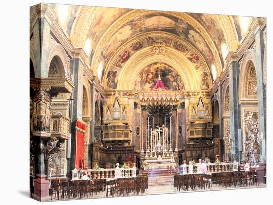 Interior of St Johns Co-Cathedral, Valletta, Malta-Peter Thompson-Stretched Canvas