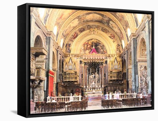 Interior of St Johns Co-Cathedral, Valletta, Malta-Peter Thompson-Framed Stretched Canvas